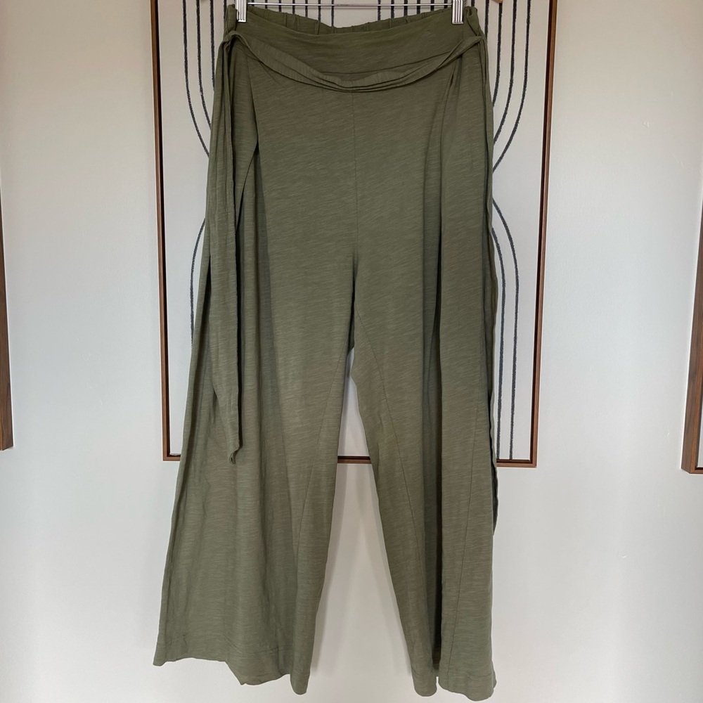 Z Supply Olive Green Cotton Wide Leg Yara Slub Boho Loungewear Pants Large